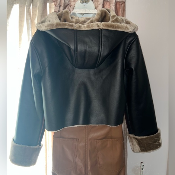 NEW hooded cropped leather/fur jacket - Picture 5 of 6
